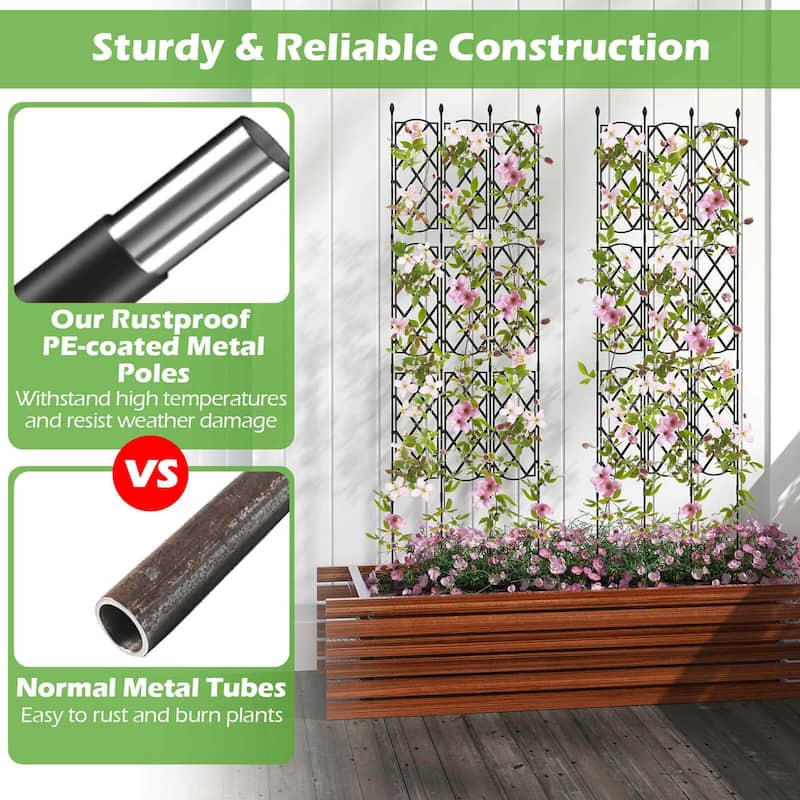 Costway 1/2 PCS 58" x 73" Garden Trellis for Climbing Plants Rustproof