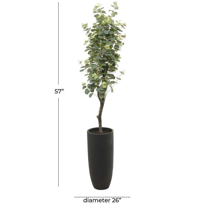 Green Faux Foliage Eucalyptus Artificial Tree with Realistic Leaves and Black Plastic Pot