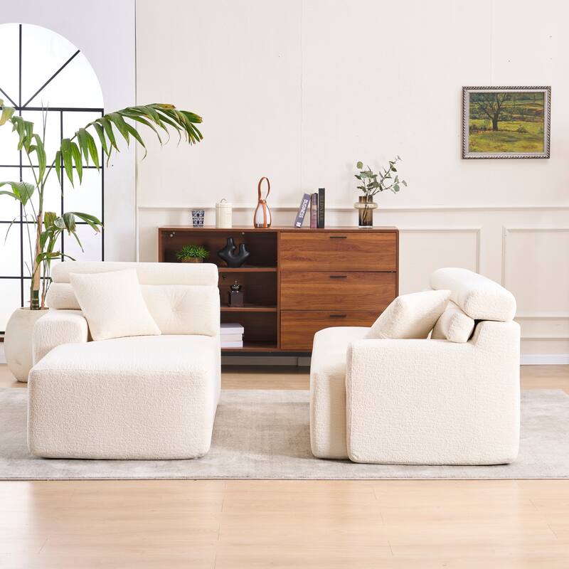 Full Compression Chenille Convertible L-Shape Chesterfield-Inspired Design Sofa Chaise