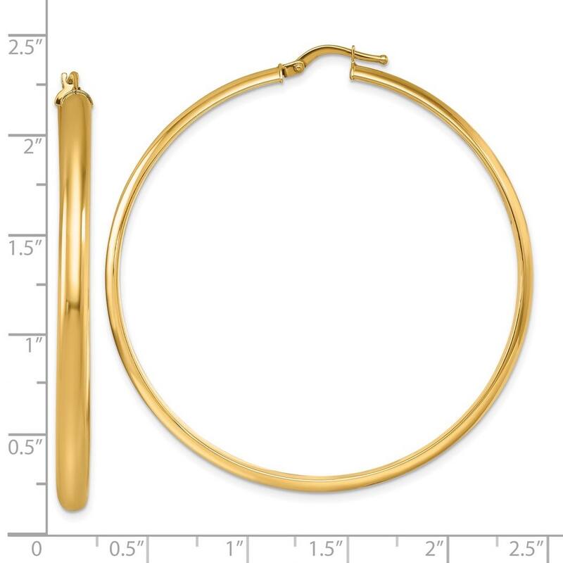 Curata 14k Yellow Gold Large Polished Hoop Earrings - 56.2x54.5mm