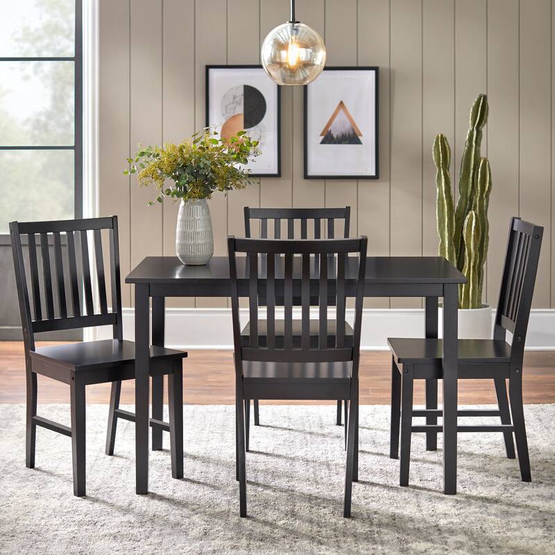 Simple Living Solid Wood Slat Back Dining Chairs (Set of 4) - Black