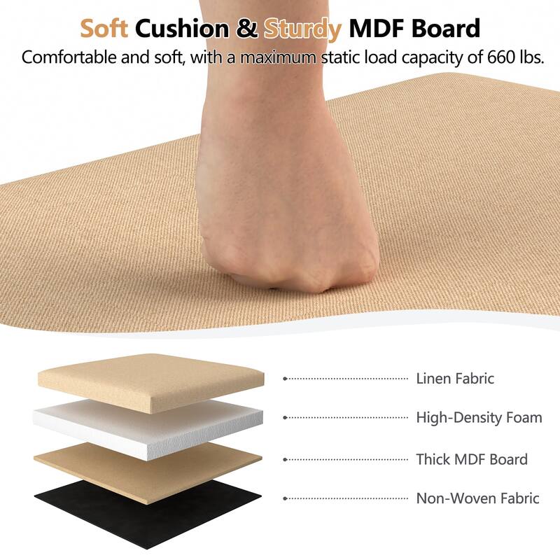 15" Tall Foldable Storage Ottoman Lift-Top Lid & Carry Handle Multi Functional Footrest Shoe Bench Coffee Table for Living Room