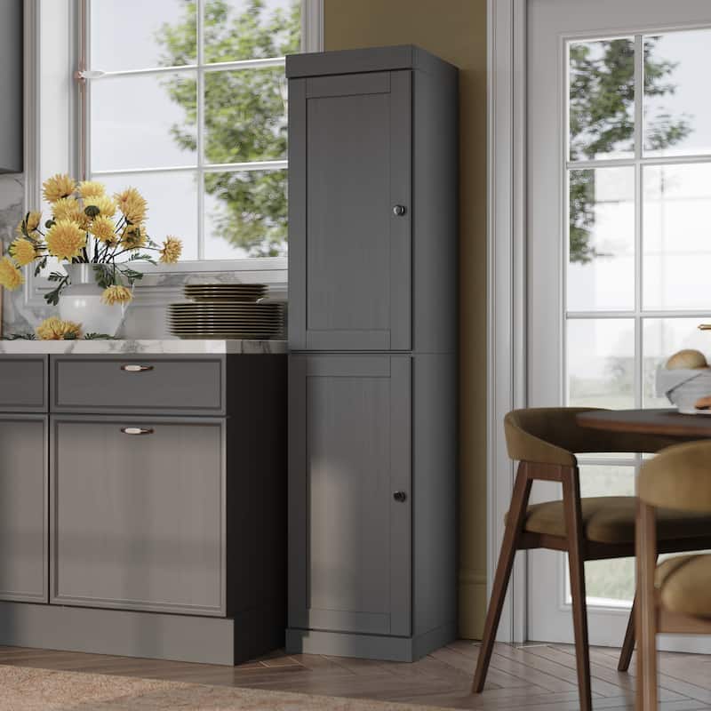Palace Imports 100% Solid Wood 16.5" Kitchen Pantry Cabinet with Shaker Doors and Adjustable Shelves - Gray