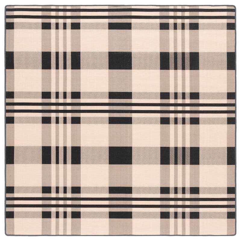 SAFAVIEH Natural Fiber Elinbjorg Slip Resistant Sisal Rug - Natural/Black - 6' Square