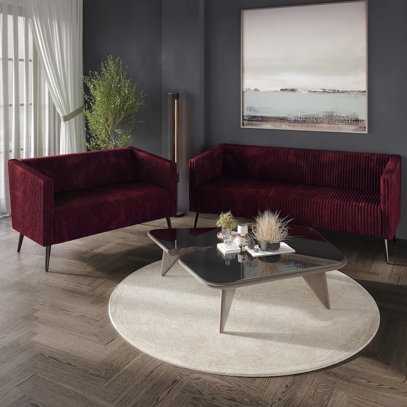 CraftPorch Corduroy Modern Velvet Upholstered 2-Piece Living Room Set