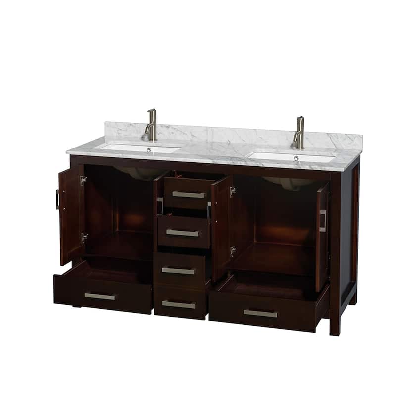 Wyndham Collection Sheffield 60" Freestanding Vanity Set with Hardwood