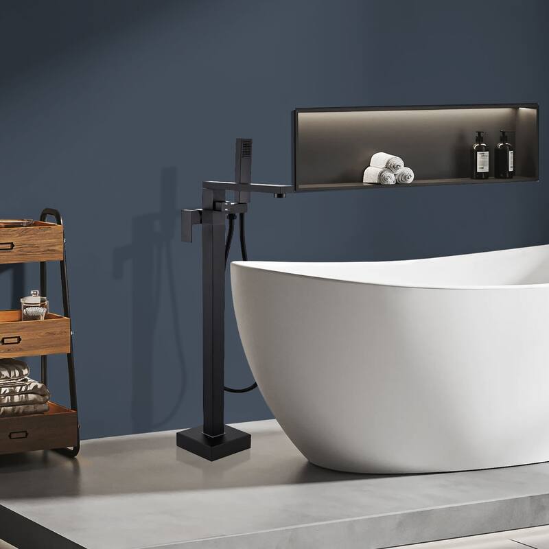Topcraft Floor Mounted Bathtub Filler with Handheld Showerhead