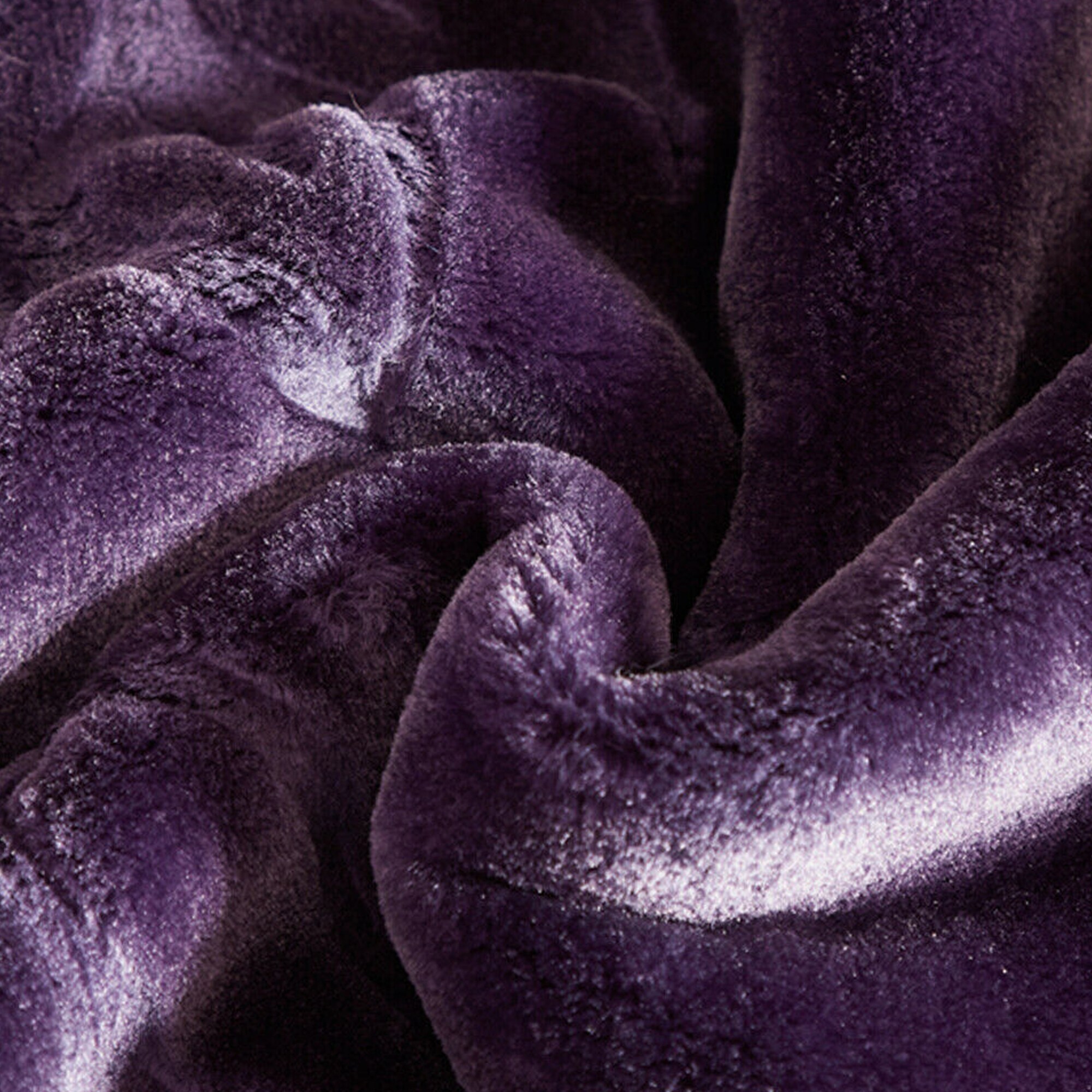 Heavy Mink Plush Blanket Embossed Pattern Purple 85 x 95