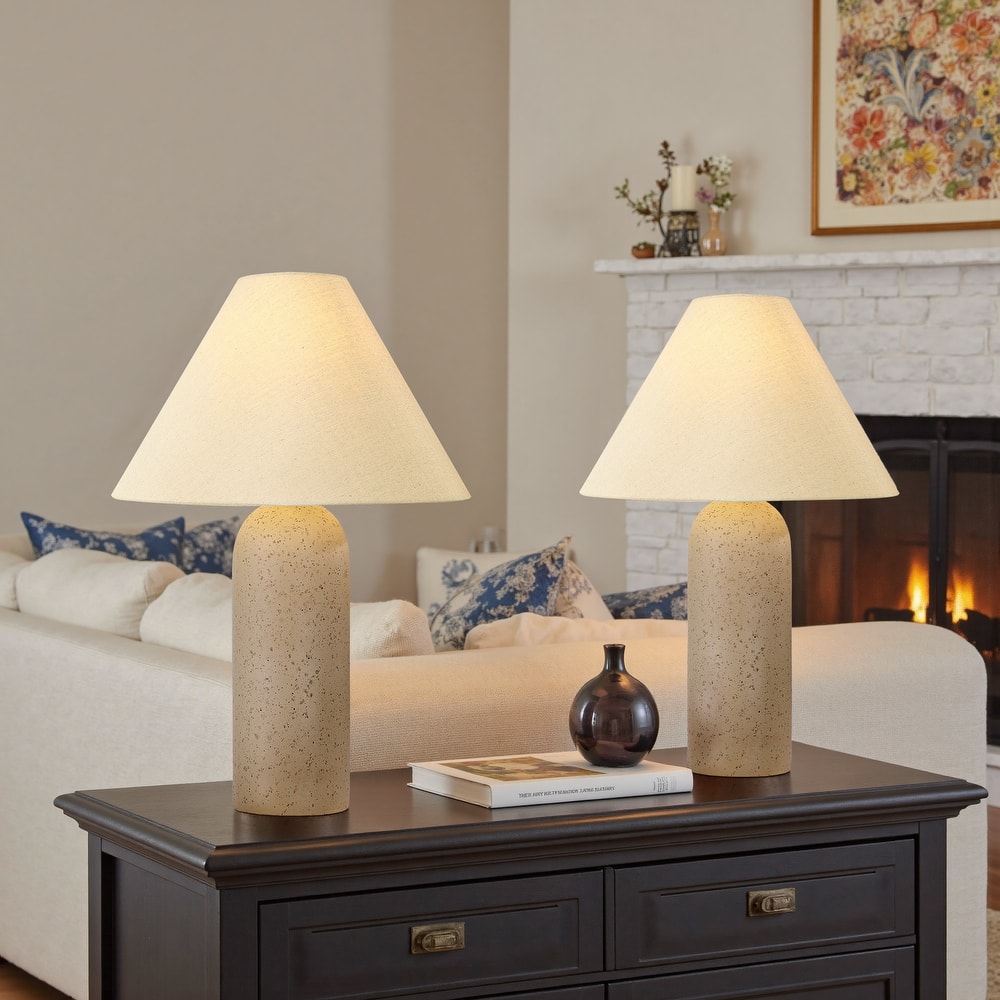 2-Pack 26"H Ceramic Accent Table Lamp with Linen Shade