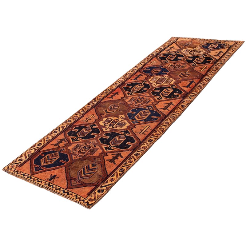 ECARPETGALLERY Hand-knotted Melis Vintage Copper Wool Rug - 3'10 x 11'9