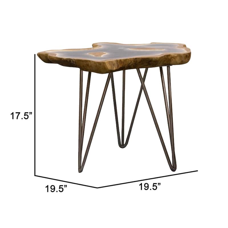 19.7 in. Brown Rectangle Wood End Table, Sturdy Build End Side Table for Living Rooms
