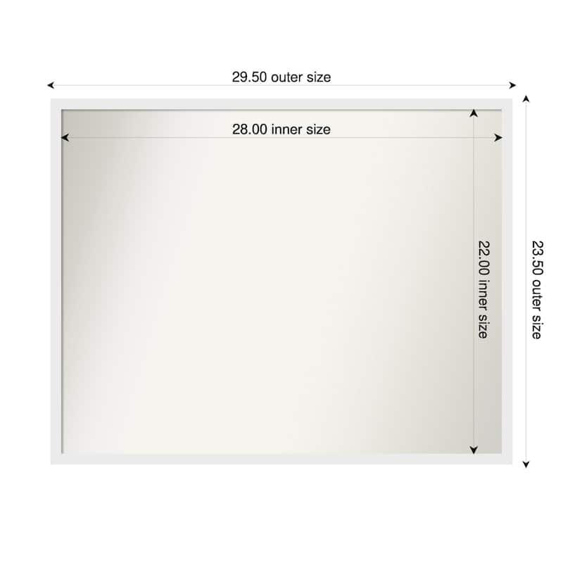 Incline Non-Beveled Wood Framed Wall Mirror - 30 x 24 in - Incline White