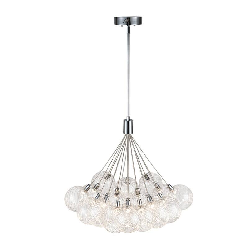 Contemporary Dimmable LED Cluster Glass Globe Chandelier - Chrome