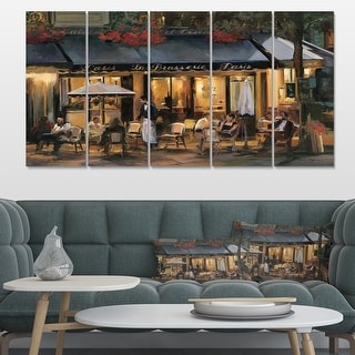 La Brasserie of Champs-elysees Paris' Gallery-wrapped Canvas - Bed Bath ...