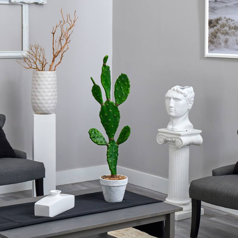 3' Artificial Cactus Plant in White Planter