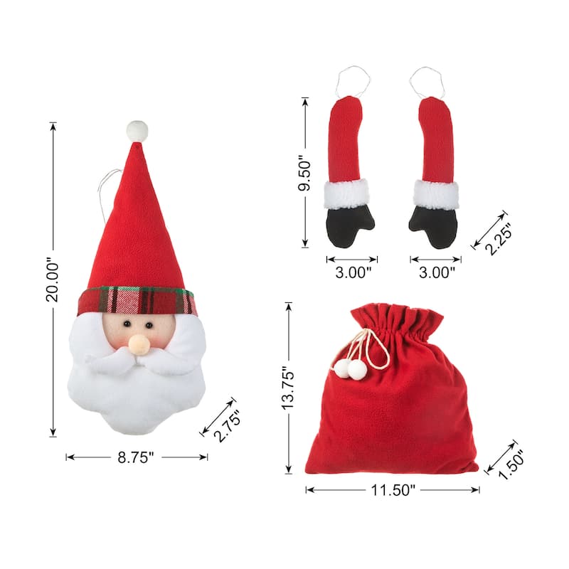 Glitzhome 20"H Christmas Fabric Santa/Snowman Jumbo Ornament Set