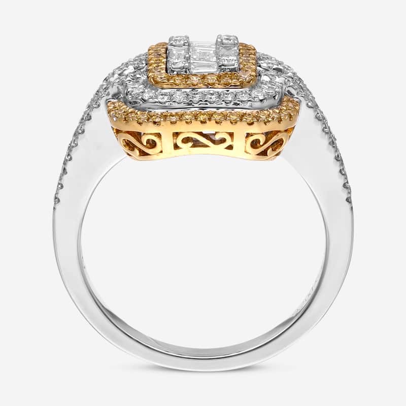 Gregg Ruth 18K White and Yellow Gold, Diamond and Fancy Yellow Diamond Engagement Ring Sz. 6.5