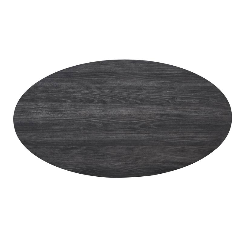 Roundhill Furniture Anze Contemporary Oval Wood Shelf 3-Piece Coffee Table Set