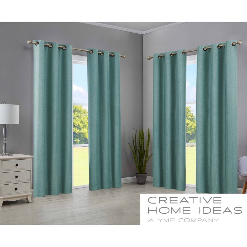 Creative Home Ideas Legrae Blackout Grommet Window Curtain Panel Pair with Tiebacks