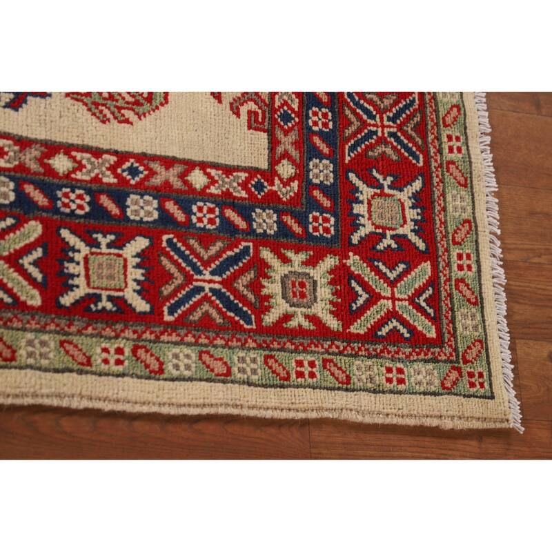 Kazak Accent Rug Handmade Beige Wool Carpet - 3'3"x 5'4"