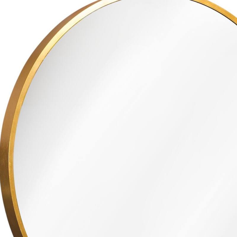 HomeRoots 28" Gold Aluminum Round Framed Accent Mirror - 28.00 in. x 28.00 in. x 1.10 in.