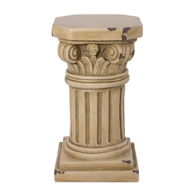 Christopher Knight Home - 18.50"H Classical Ionic MGO Pedestal Plant Stand Side Table for Indoor & Outdoor