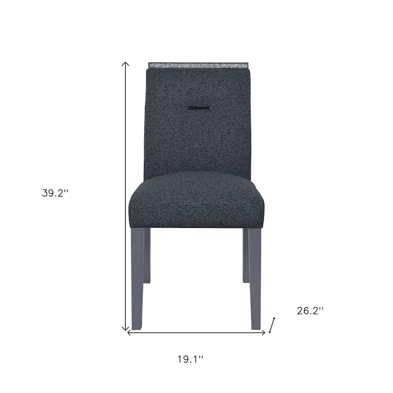 HomeRoots Dark Gray Upholstered Fabric With Faux Crystal Bling Dining Side Chair - 19.1 in. x 39.2 in. x 26.2 in.