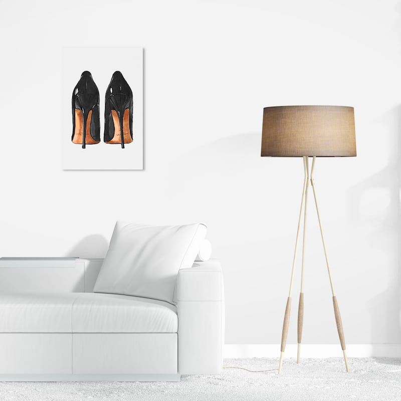 Wynwood Studio Canvas Fashion and Glam Jeweled Night Shoes Black and Glam Wall Art Canvas Print - 24 x 16