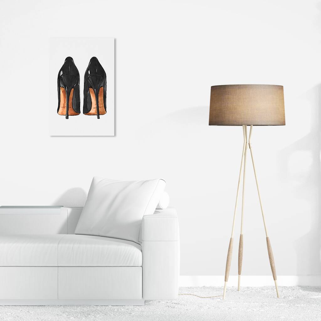Wynwood Studio Canvas Fashion and Glam Jeweled Night Shoes Black and Glam Wall Art Canvas Print