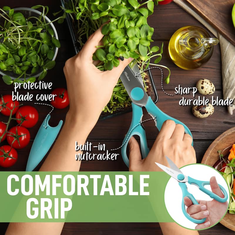 Zulay Kitchen Ultra Sharp Stainless Steel Kitchen Shears With Protective Cover