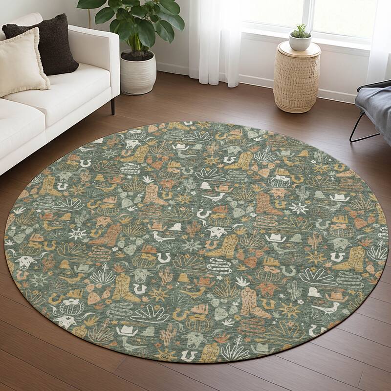 Machine Washable Indoor/ Outdoor Cowboy Dallas Chantille Rug