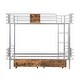 preview thumbnail 11 of 20, Twin XL over Twin XL Bunk Bed with Board Guardrail and 2-Storage Drawers, Silver