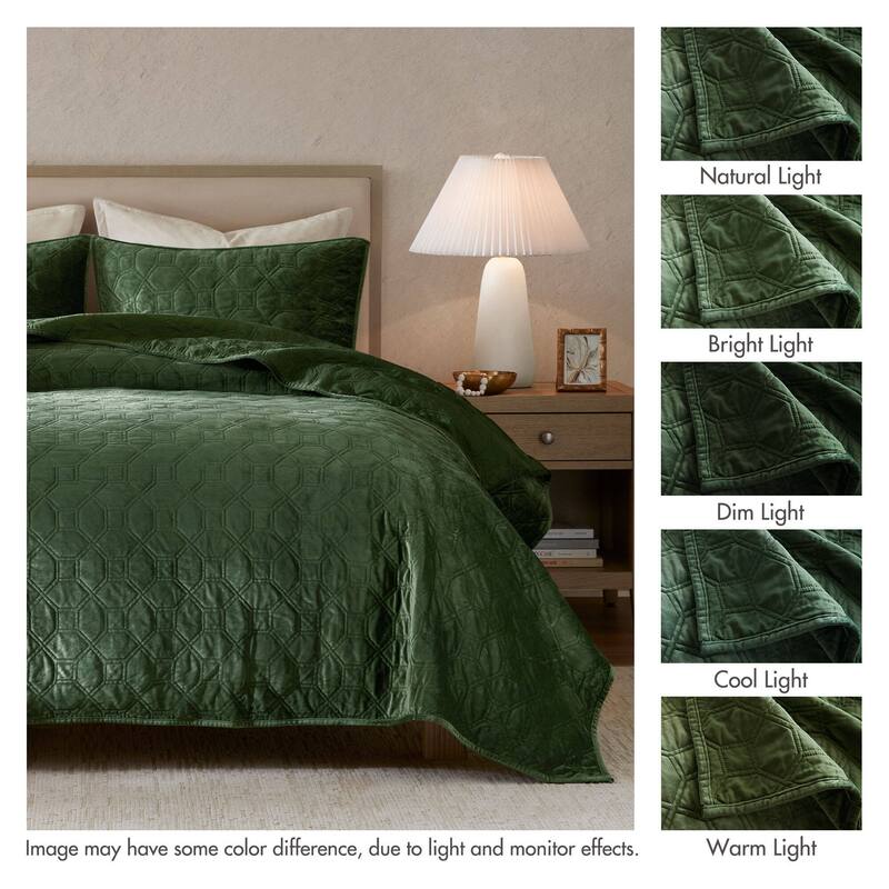 Madison Park Emery 3 Piece Velvet Quilt Set