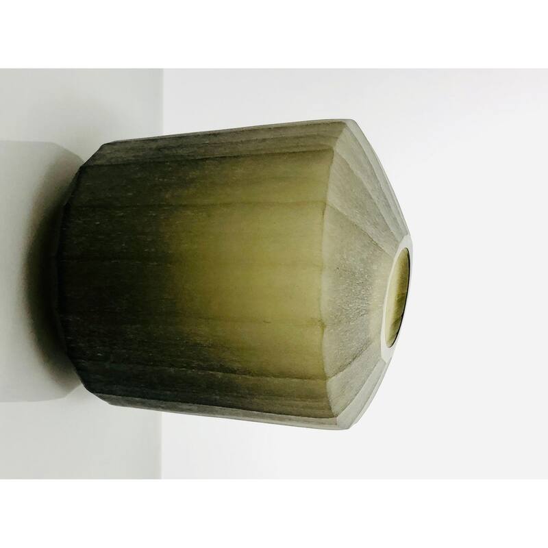 Flat Cut Stone Finish Tabletop Glass Vase - 9" - Green