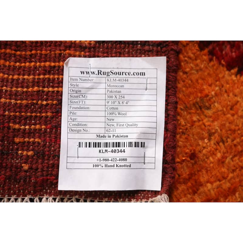 Red Moroccan Oriental Area Rug Handmade Tribal Wool Carpet - 8'4" x 9'10"