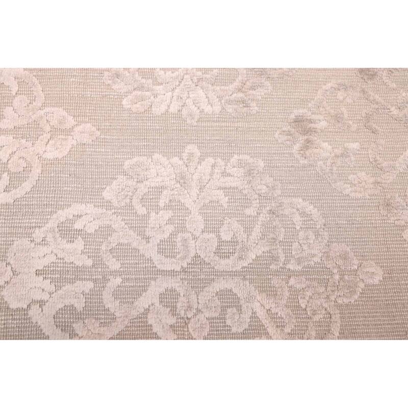 ECARPETGALLERY Hand Loomed Elysian Light Grey Viscose, Wool Rug - 8'5 x 8'2