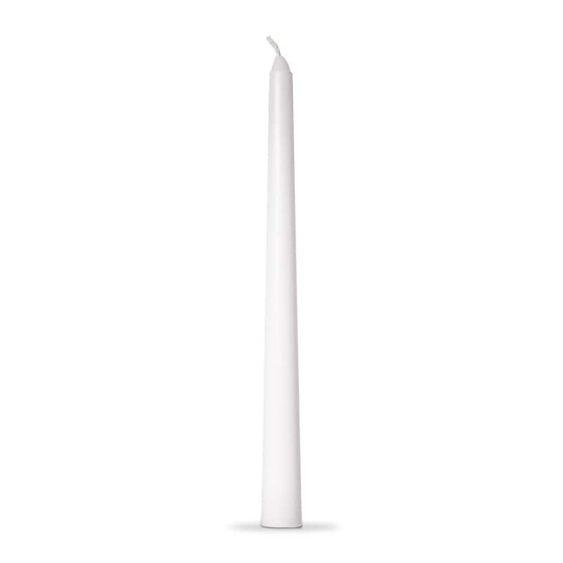 Color Studio 12" Traditional Taper Unscented Smokeless Paraffin Wax Candle White, Set of 4, Burn Time 8 hrs.