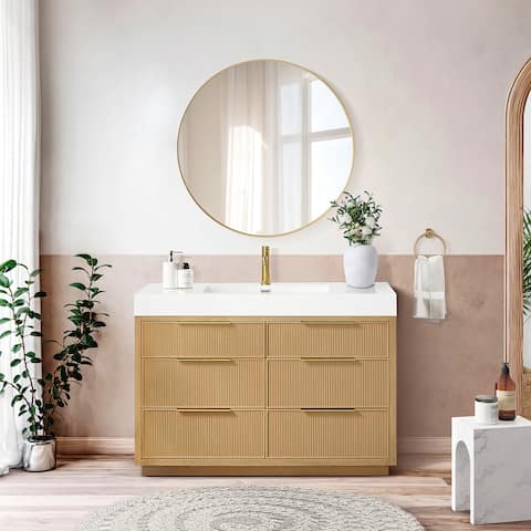 Hohhot Bath Vanity with Integrated Stone Sink Top without Mirror