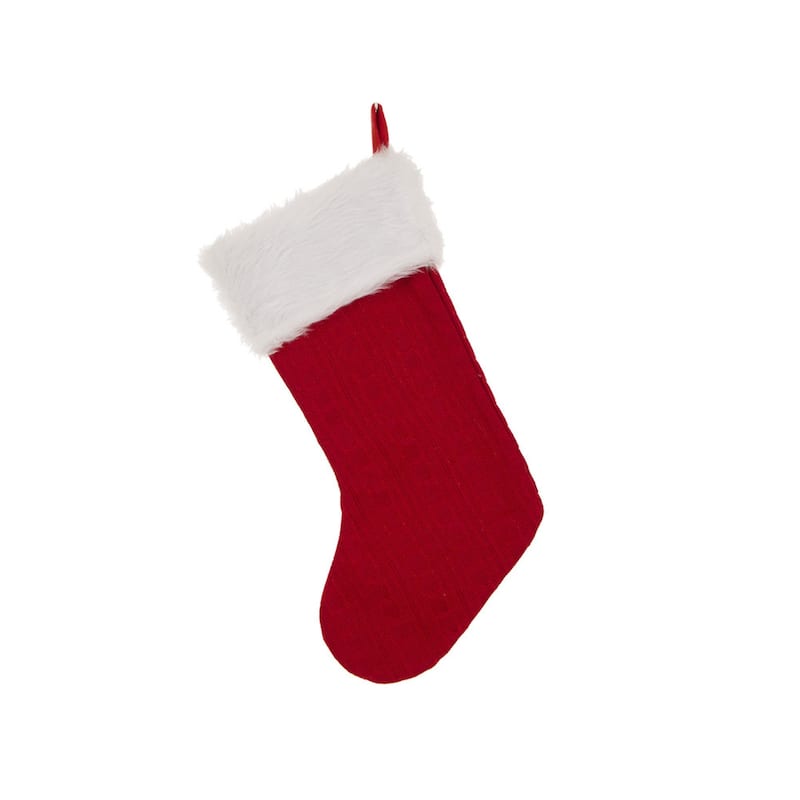 Glitzhome 20"L Christmas Stocking with Faux Fur Cuff