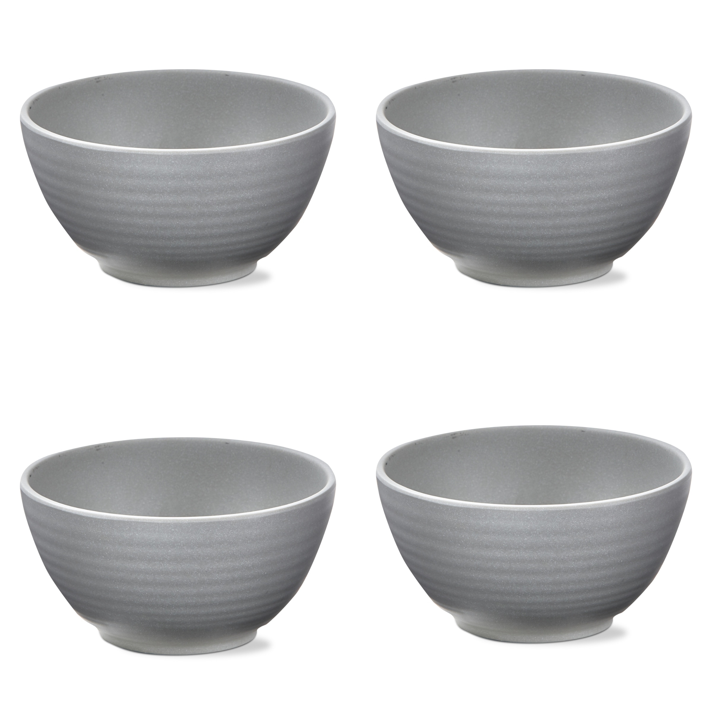 22 oz. 6 in. Light Gray Brooklyn Melamine Plastic Dinnerware Bowl Dishwasher Safe Indoor Outdoor Round Grey Set 4