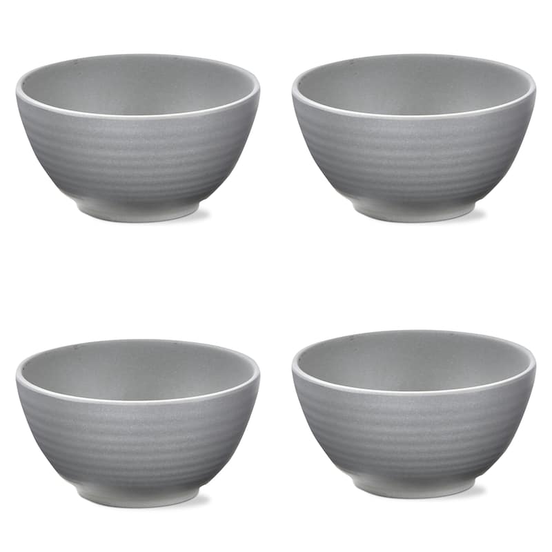 22 oz. 6 in. Light Gray Brooklyn Melamine Plastic Dinnerware Bowl Dishwasher Safe Indoor Outdoor Round Grey Set 4