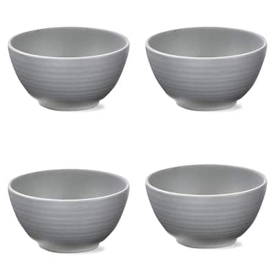 22 oz. 6 in. Light Gray Brooklyn Melamine Plastic Dinnerware Bowl Dishwasher Safe Indoor Outdoor Round Grey Set 4