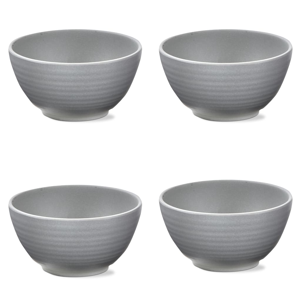 22 oz. 6 in. Light Gray Brooklyn Melamine Plastic Dinnerware Bowl Dishwasher Safe Indoor Outdoor Round Grey Set 4
