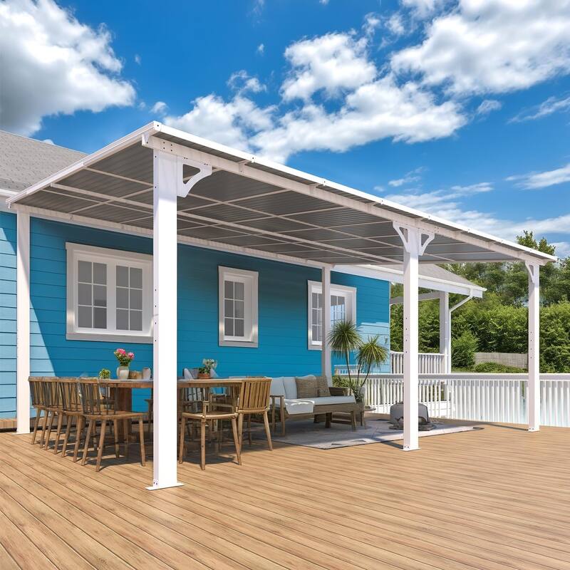 12x16ft Lean to Gazebo Hardtop Wall Mounted Gazebo