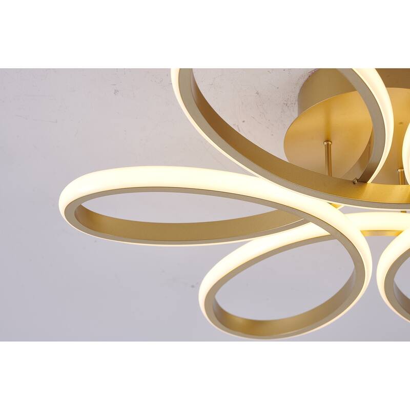 6-Light Dimmable Brass LED Flush Mount With White Acrylic Diffusers