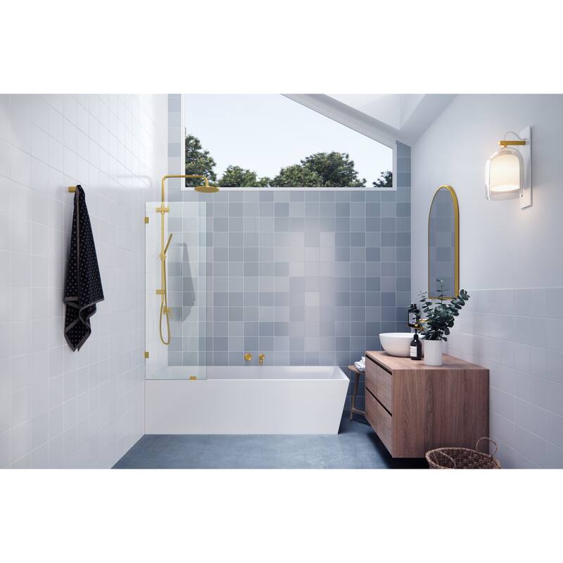 Glass Warehouse 58.25" x 20" Frameless Shower Bath Fixed Panel