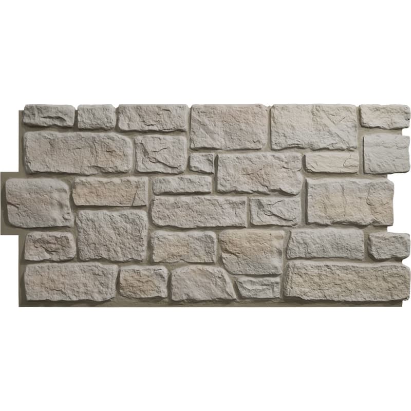 EverStone Cobblestone Faux Stone Panel, 48"W x 23 3/4"H x 1 1/8"D - Harbor Mist Color