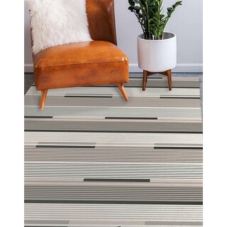 RETRO COLOR BLOCK STRIPE BEIGE AND GREY Area Rug By Kavka Designs - Bed ...