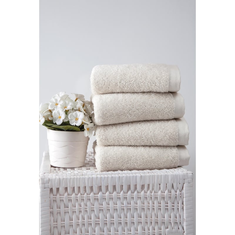 Ozan Premium Home 100% Genuine Turkish Cotton Horizon Hand Towel (Set of 4) - Cream