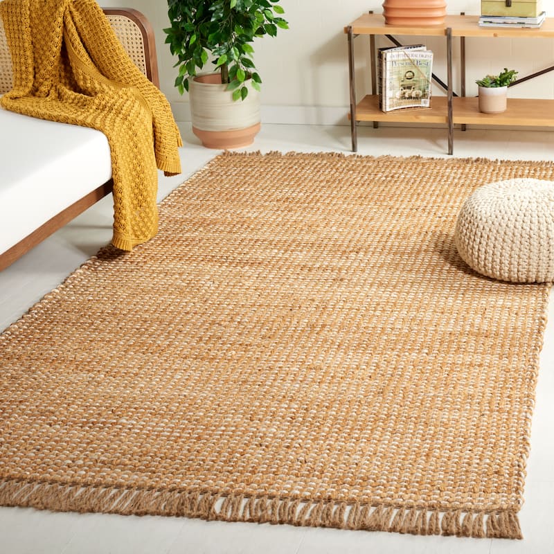 SAFAVIEH Handmade Natural Fiber Jaelynn Farmhouse Tassel Jute Rug - 6' x 9' - Natural/Ivory